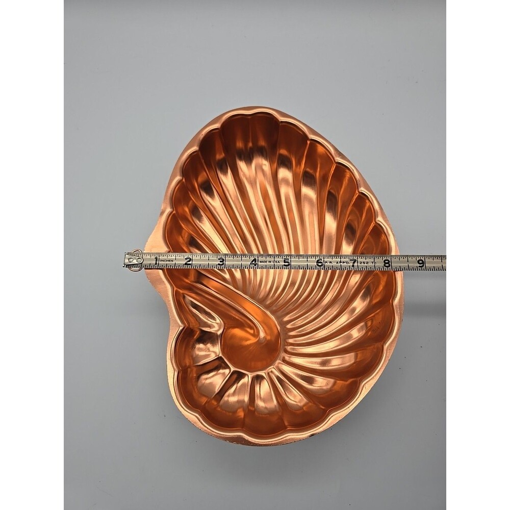 Vintage Copper Tone Aluminum Sea Shell Gelatin Mold Tin Jello Cake Pan 6 Cups - Picture 8 of 10